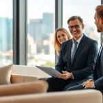 Immobilienmakler Frankfurt Eschersheim berät Kunden in modernem Büro über Immobilienmöglichkeiten.