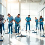 Efficient Gebäudereinigung Ulm: Professional cleaning team maintaining a pristine office environment.