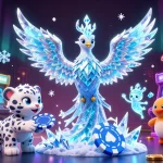 hit club showcases an icy phoenix and playful cub in a vibrant casino scene with dynamic game elements.