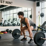 Aktive Person hebt Gewichte im Steroidshop-Fitnessstudio zum Muskelaufbau