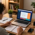 Person engaged in online lô đề betting strategy at home with a warm atmosphere